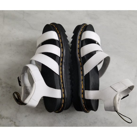Doc Martens Blaire Flatform White Leather Sandals Womens Size 8 39 - Picture 4 of 6